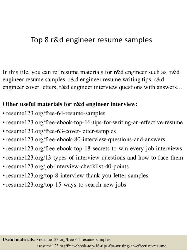 Examples Of Engineering Resumes Interesting Top 48 Rd Engineer Resume Samples Examples Of Engineering Resumes Interesting Top 48 Rd Engineer Resume Samples