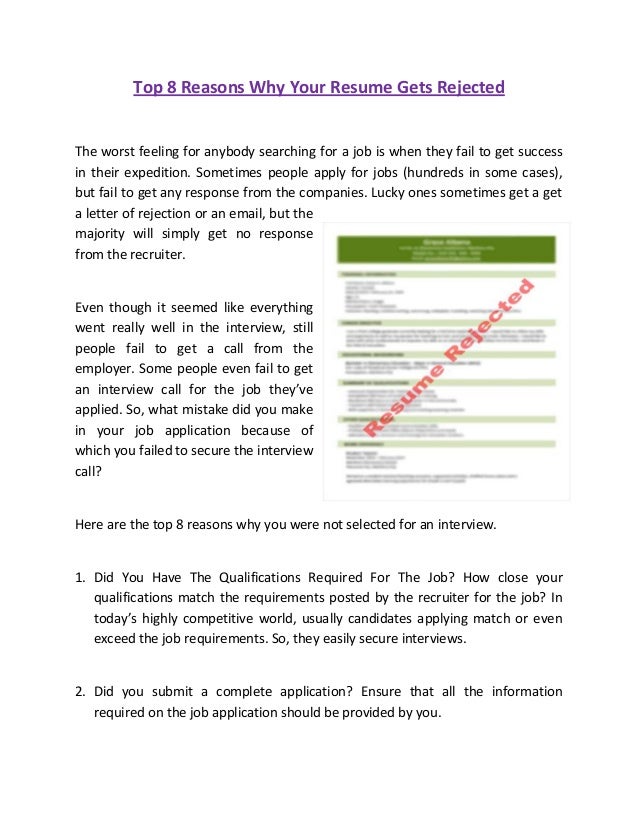 top 8 reasons why your resume gets rejected