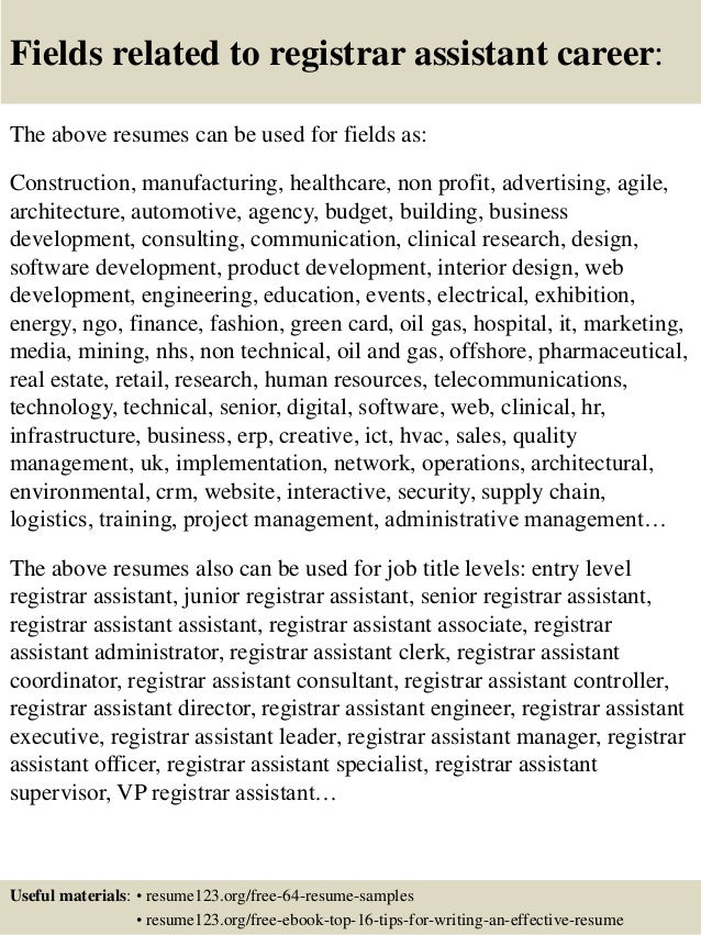 registrar resume