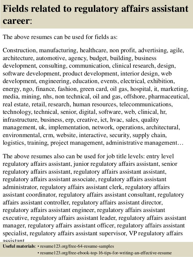 Regulatory affairs skills resume