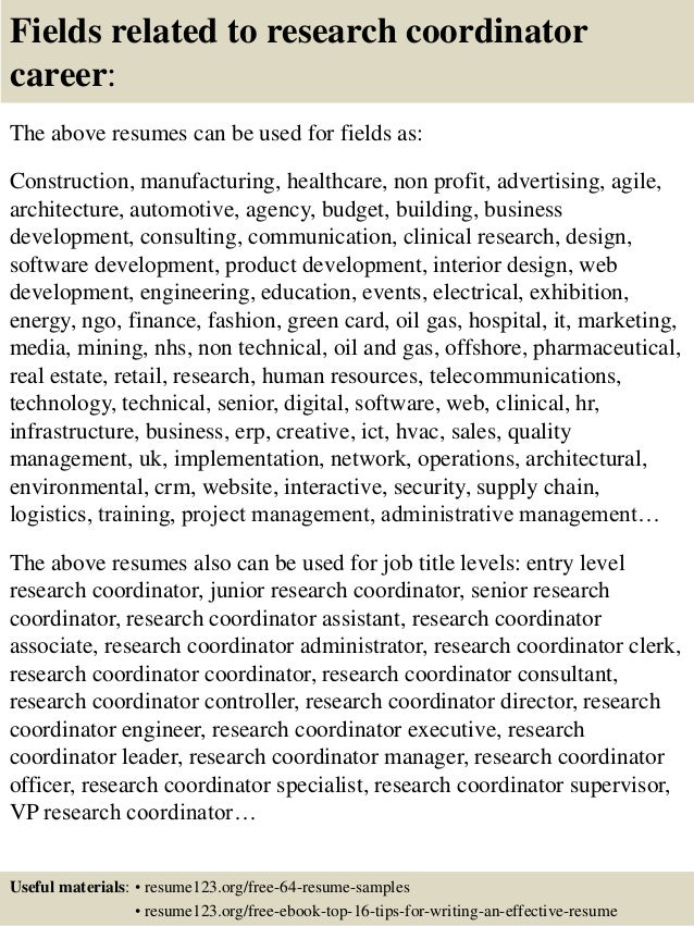 clinical research coordinator resumes