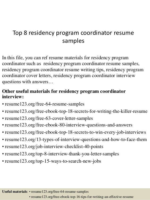 Residency application resume sample