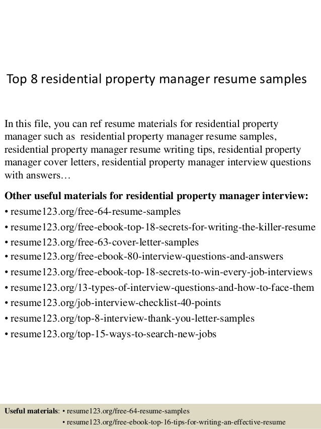 property management resume sample