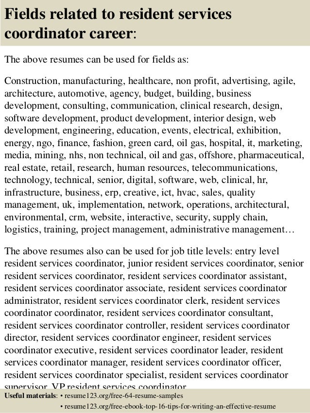 Top 8 resident services coordinator resume samples