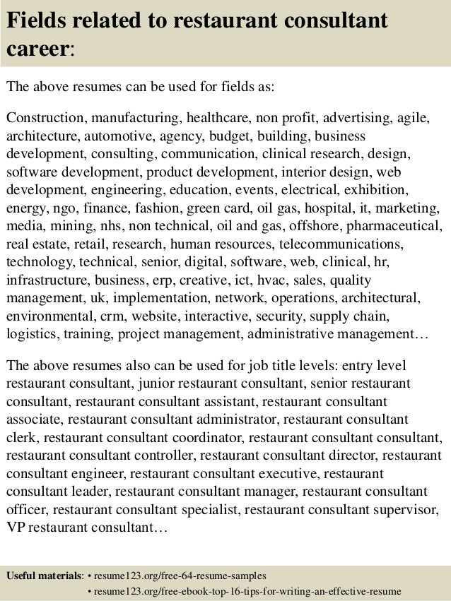 top 8 restaurant consultant resume samples architectural sales resumes