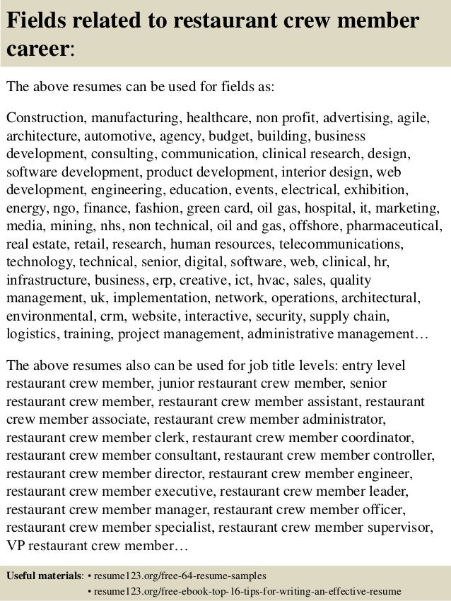 Sample Resume Restaurant Crew Member Cashier Career Enter Sample Resume Restaurant Crew Member Cashier Career Enter