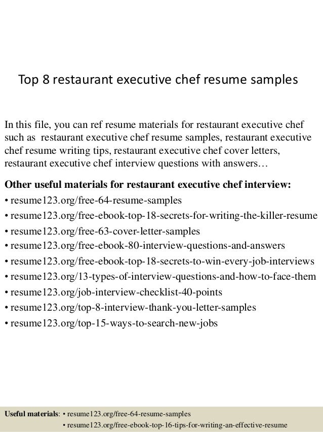 Executive chef resume