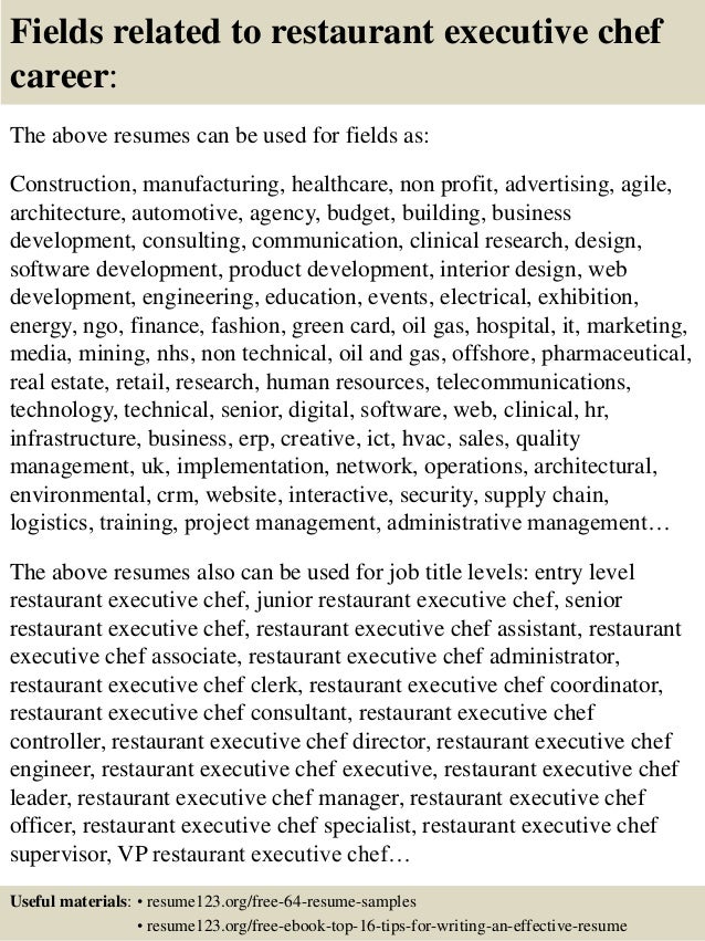 executive chef sample resume