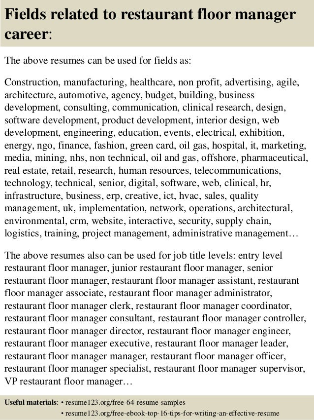 16 Fields Related To Restaurant Floor Manager 16 Fields Related To Restaurant Floor Manager