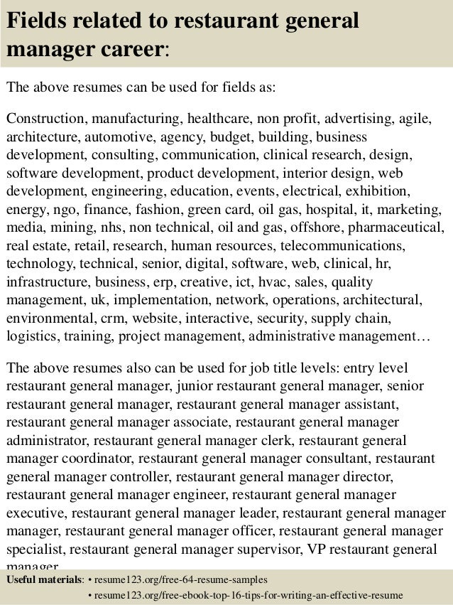 top 8 restaurant general manager resume samples restaurant general manager resumes