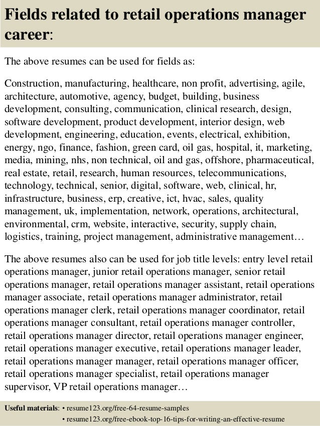 operations manager sample resume