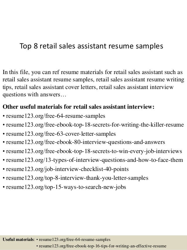 sale assistant resume