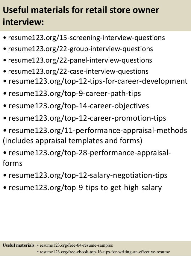 Top 8 retail store owner resume samples