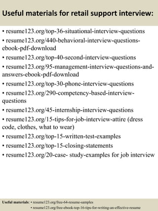 Top 8 retail support resume samples