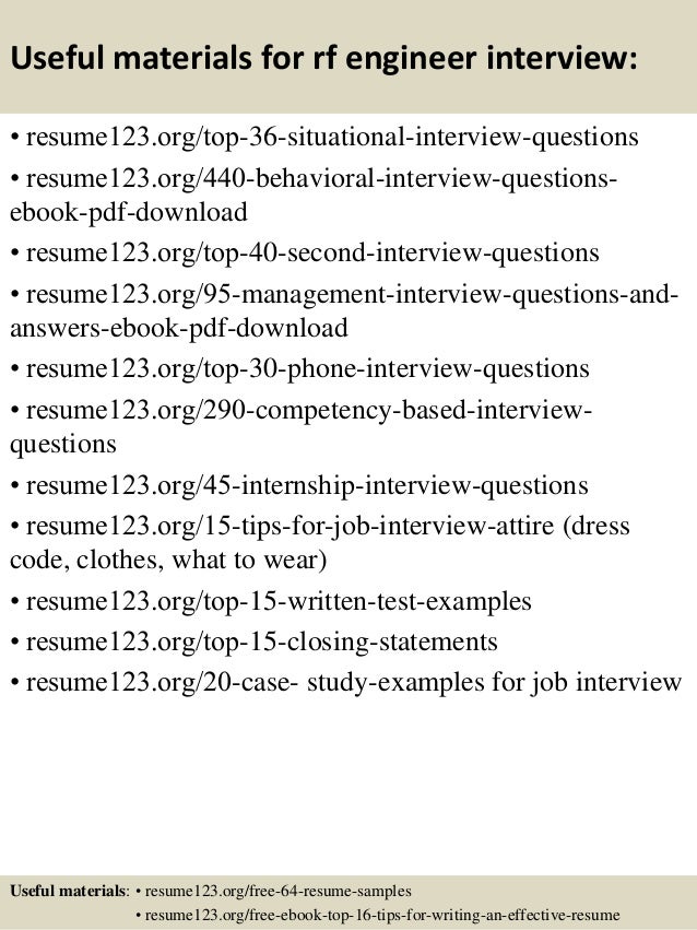 Sample resume for rf engineer