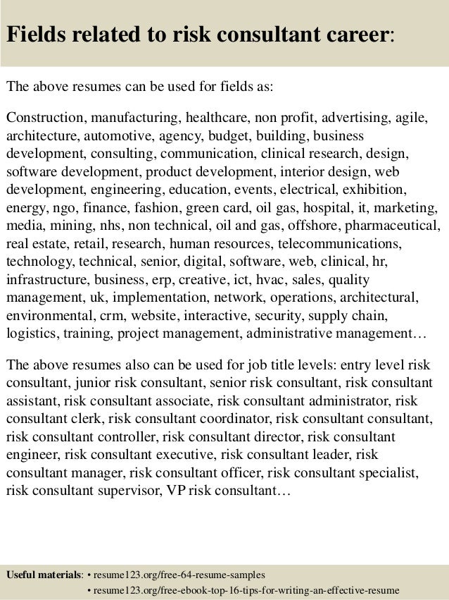 top 8 risk consultant resume samples