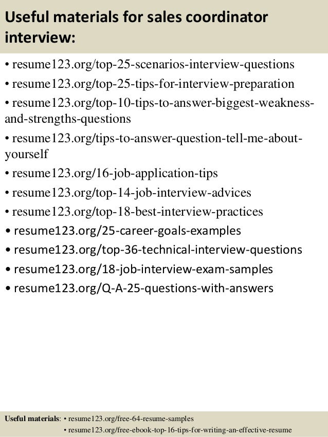 Sales coordinator sample resume