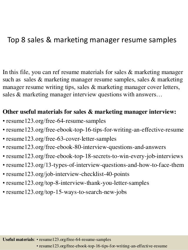 resume sample for sales and marketing