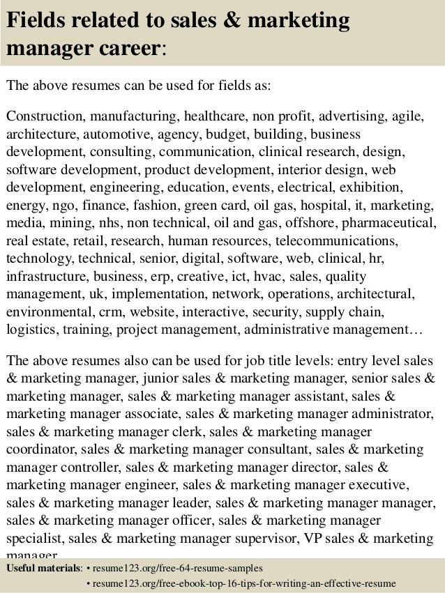 hotel sales and marketing executive resume sales and marketing experience resume