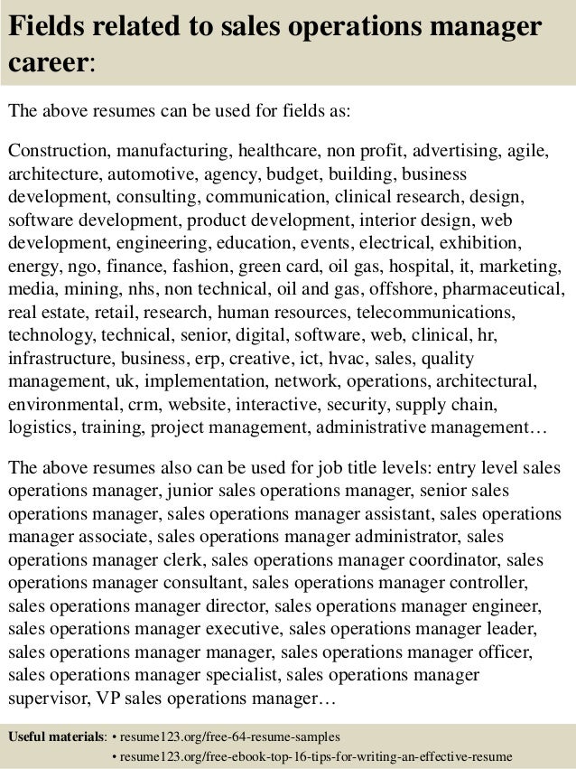 top 8 sales operations manager resume samples retail sales resume samples