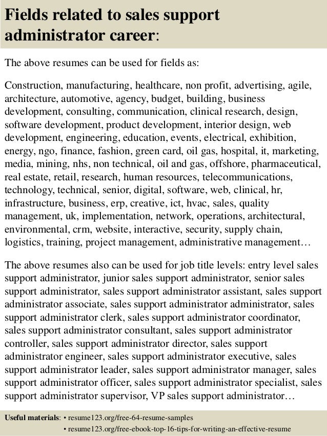 sales support resume