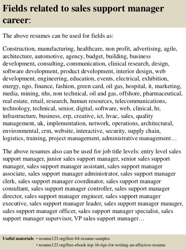 technical support manager resumes
