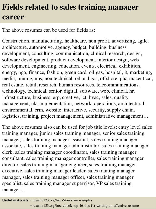 sales trainer resumes