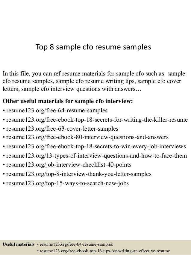 top 8 sample cfo resume samples sample resume cfo