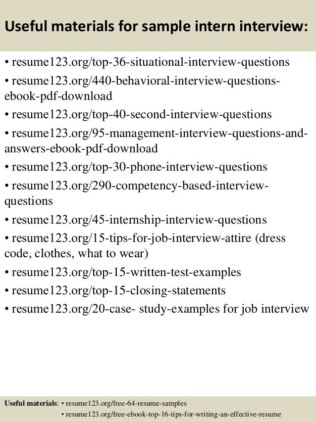 sample internship resumes