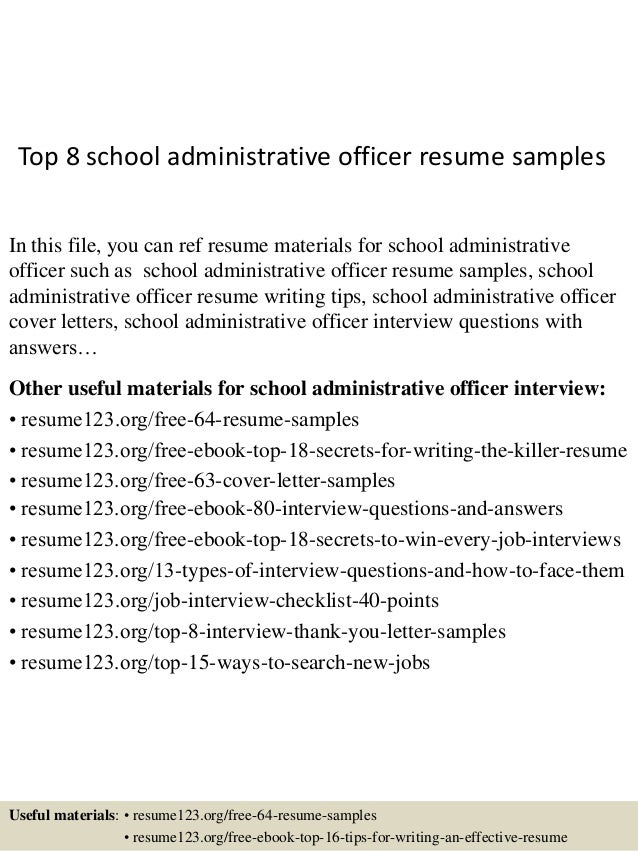 top 8 school administrative officer resume samples sample cv for administrative officer