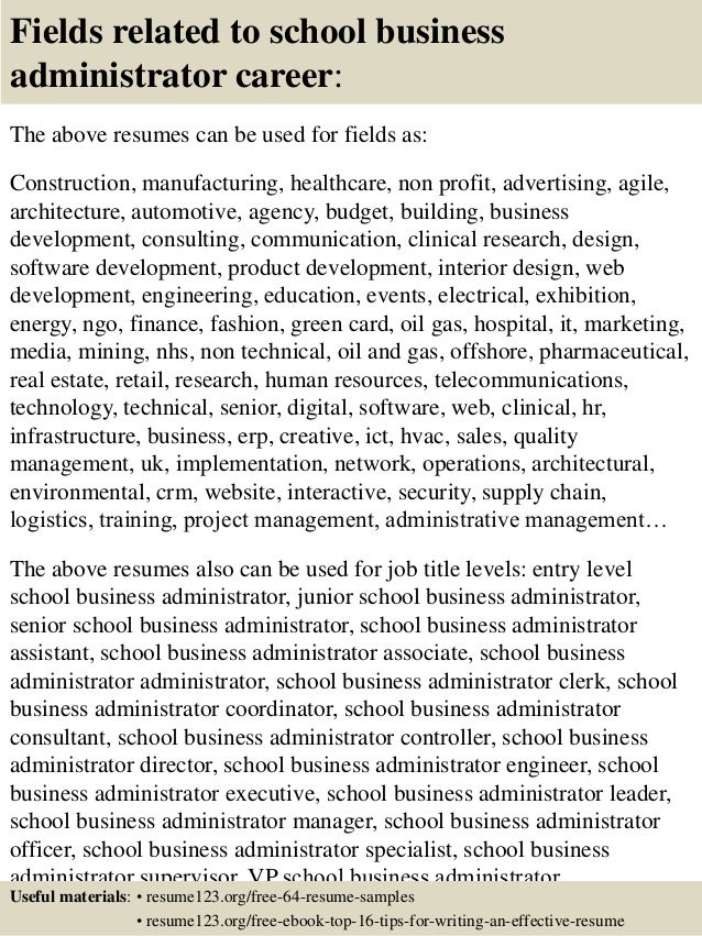 Cover letter for school business administrator
