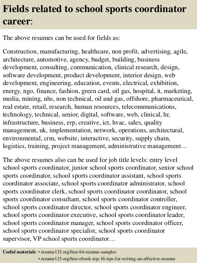 top 8 school sports coordinator resume samples