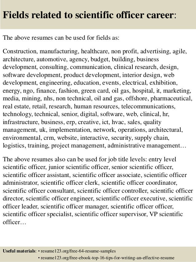 Scientific resume samples