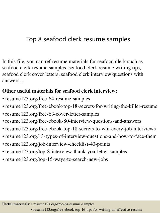 Sample resume for seafood manager