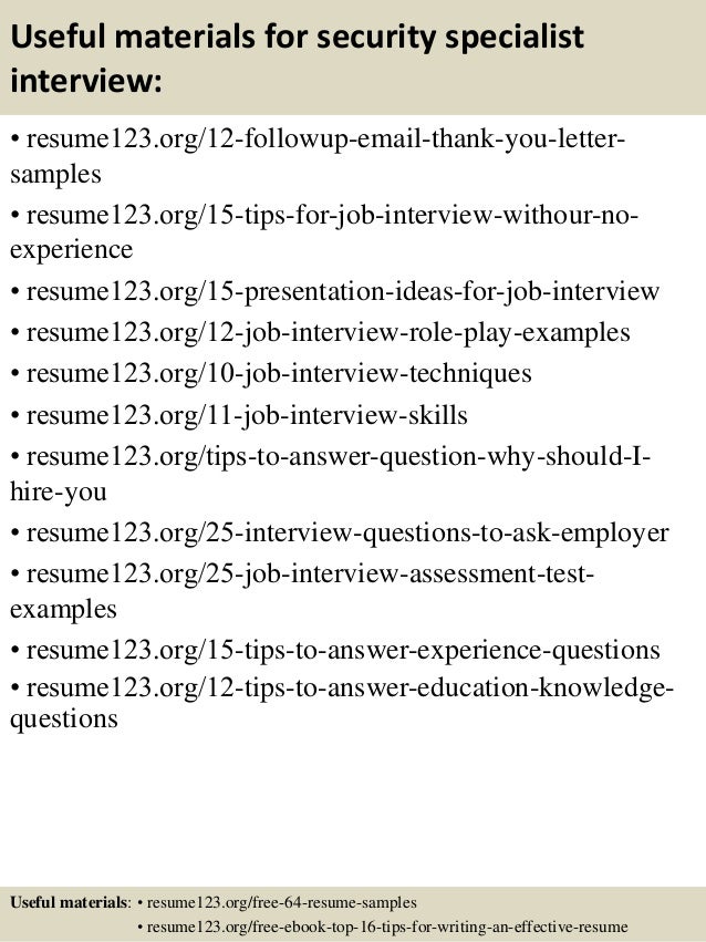 security specialist resume examples