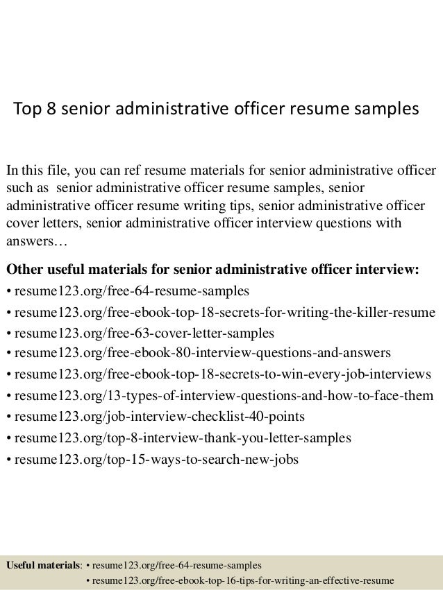 top 8 senior administrative officer resume samples