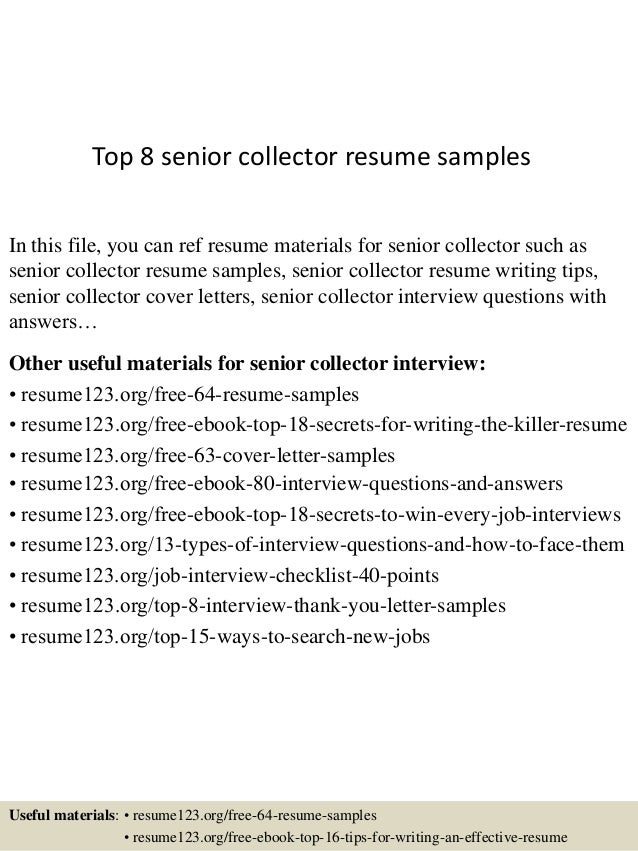 Sample resume for a collector