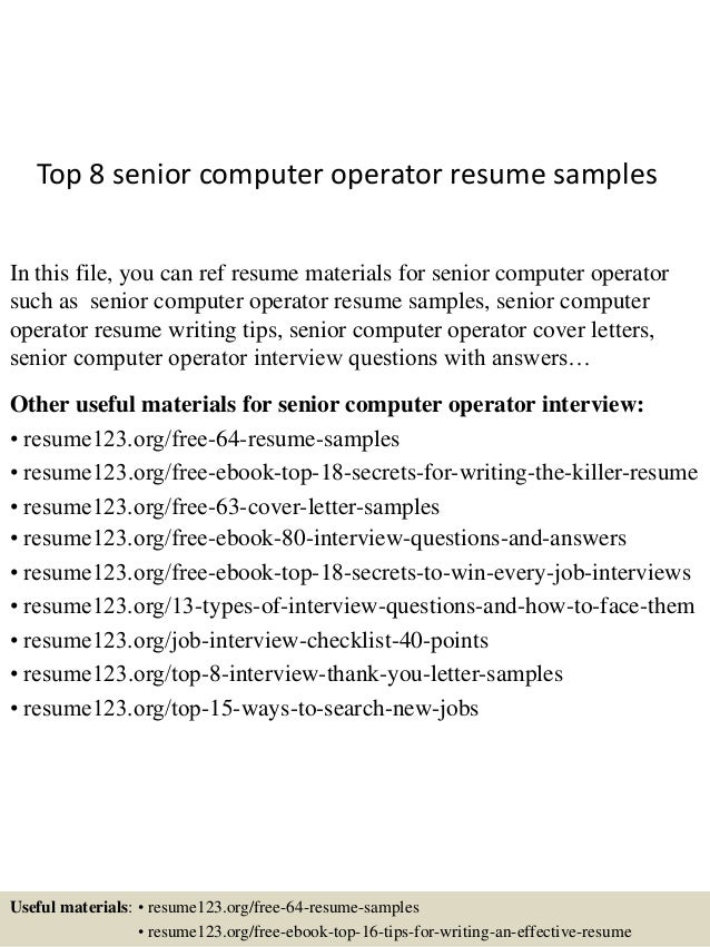 Resume format computer operator