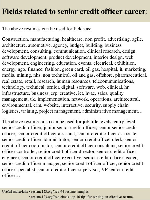 credit manager resume the letter