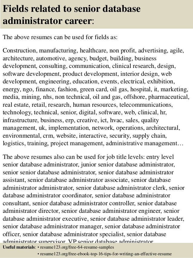 database resume sample
