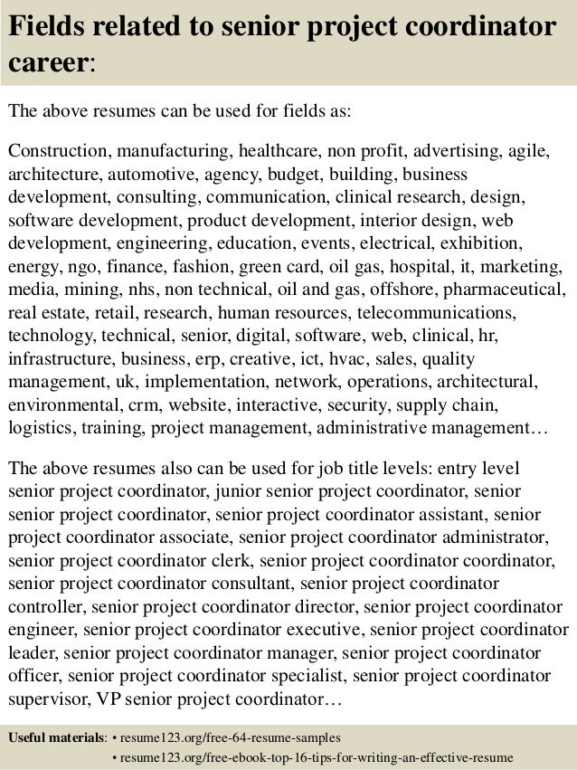project coordinator sample resumes