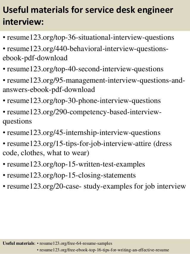 Top 8 Service Desk Engineer Resume Samples