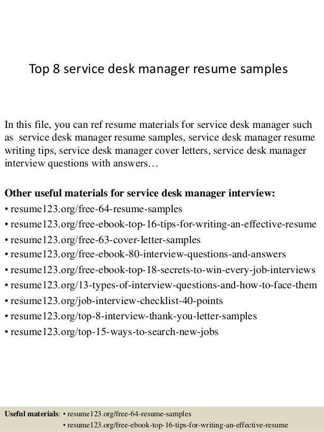 service desk manager resume