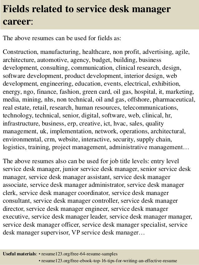 Top 8 Service Desk Manager Resume Samples