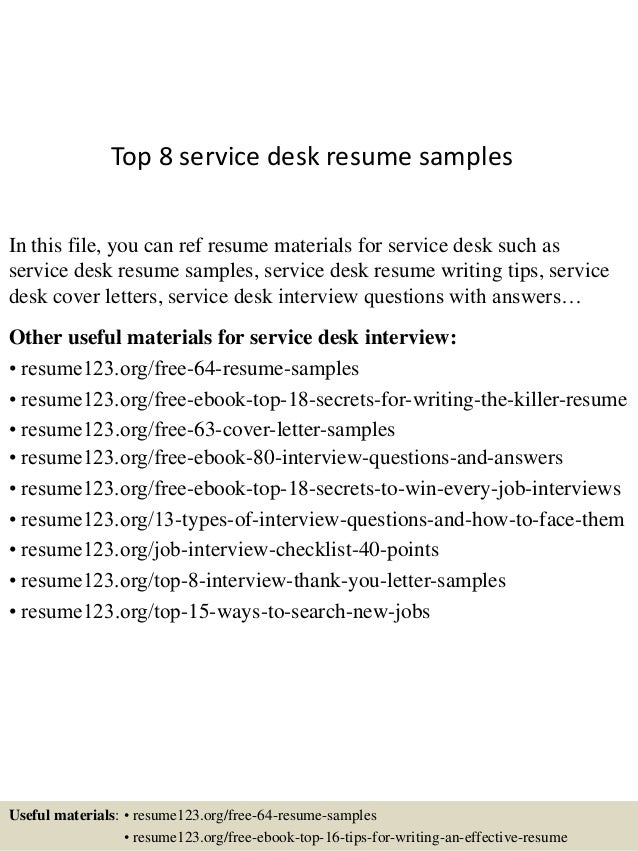 top 8 service desk resume samples in this file you can ref resume materials for
