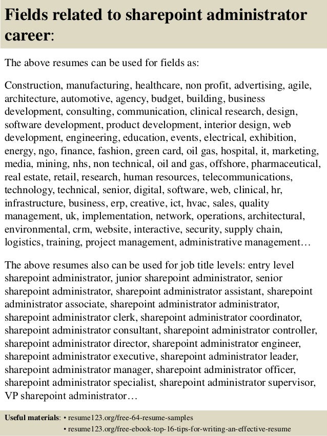 Sharepoint administrator resume
