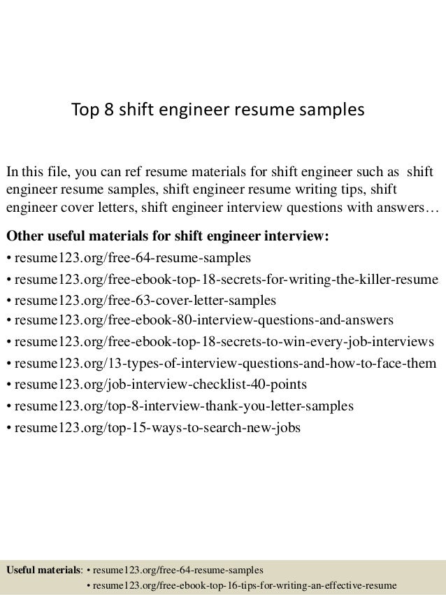 Top 8 shift engineer resume samples