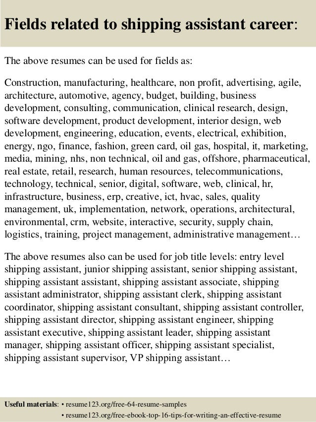 top 8 shipping assistant resume samples shipping assistant resumes