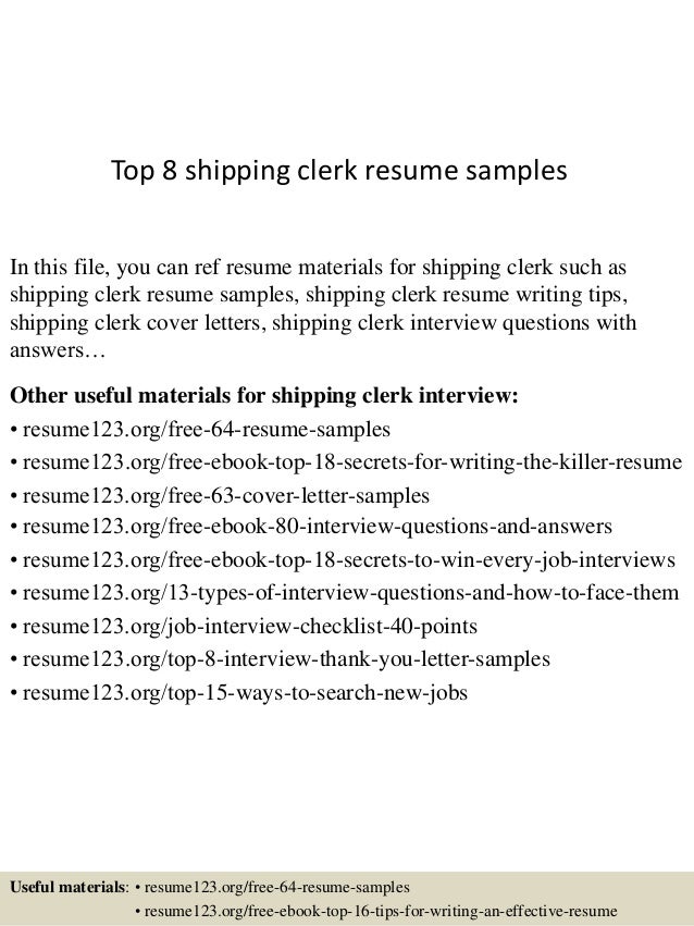 Shipping clerk resume objective
