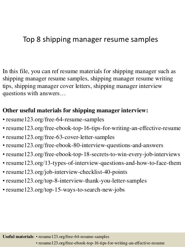 Shipping manager resume template